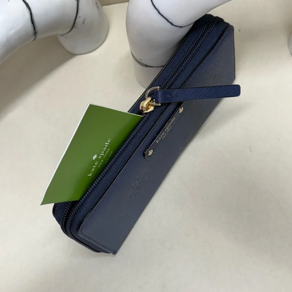 (new+tag) Kate Spade neda long wallet navy polka dots classic